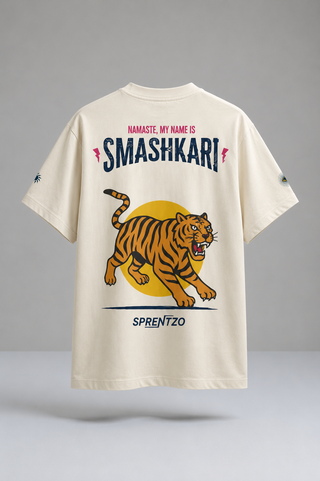 Beige t-shirt with Tiger design on a grey background